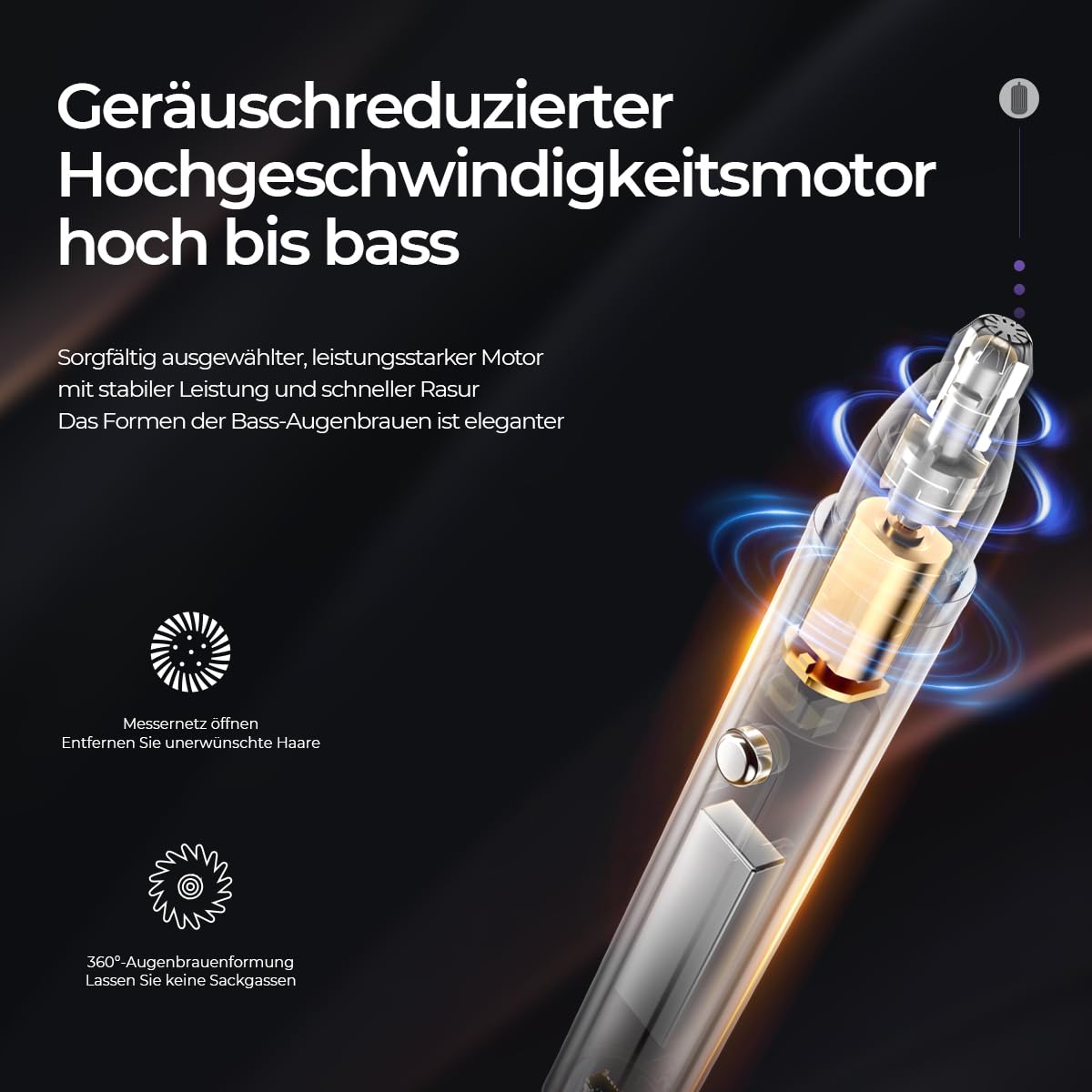 Tondeuse à sourcils électrique de qualité supérieure pour femme, soin complet des sourcils en un clic, éclairage LED, design silencieux, longue durée de vie de la batterie (argenté)