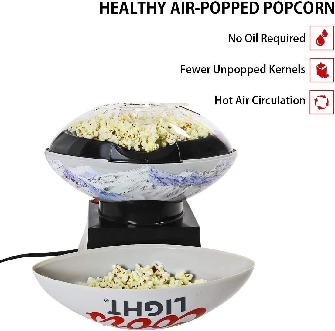 Coors Light Hot Air Popcorn Maker, Football Shaped Air Popper, with Serving Bowl, Kernel Measuring Cup, Butter Melter, Makes Healthy Snacks with No Oil or Microwave, for Movie Nights and Sports Fans