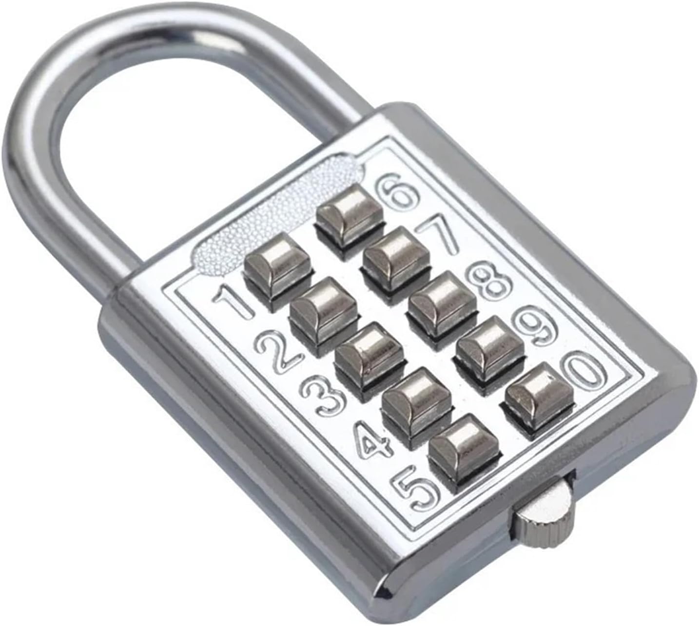 Button Combination Padlock Digit Push Password Lock for Gym Locker Drawer Cabinet Door DIY Hardware 1Pcs(Silver)