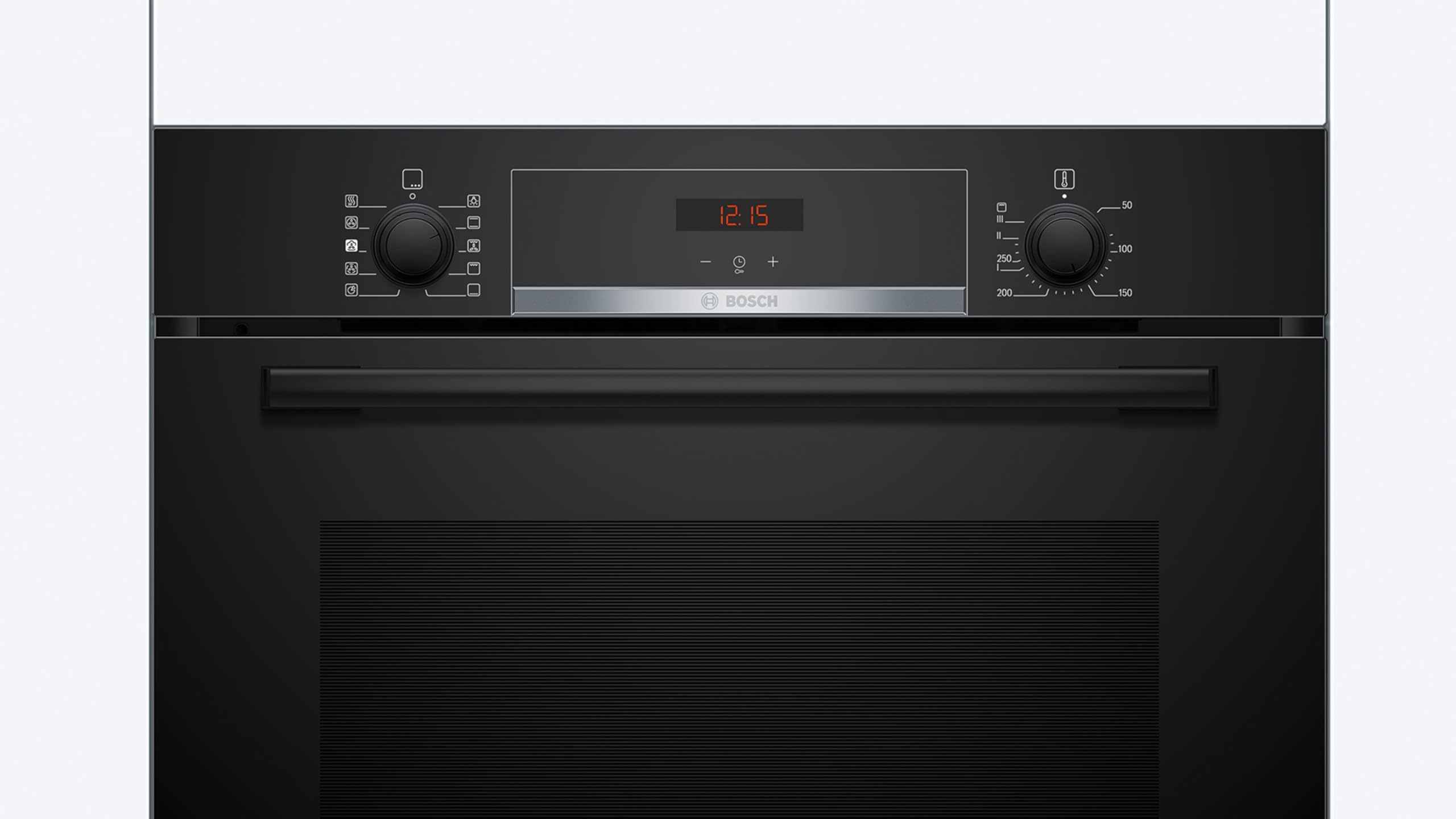 Bosch, Series 4, HQA534BB3B, 60cm Built-in Single Oven with Added Steam function and Hotair Steam, Red LED display, 3D Hotair and Eco Clean Direct in Black — view 2