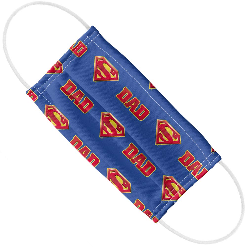 Popfunk Superman Super Dad Shield Logo Pattern 1-Ply Reusable Face Mask Covering with Adjustable Nose Wire, Unisex