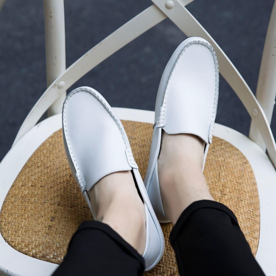 Mocassins pour Hommes Décontracté Élégant Confortable Léger Chaussures Hommes en Cuir d'Été Casual Élégant Chaussures de Conduite Chaussures Bateau Mocassins Classiques