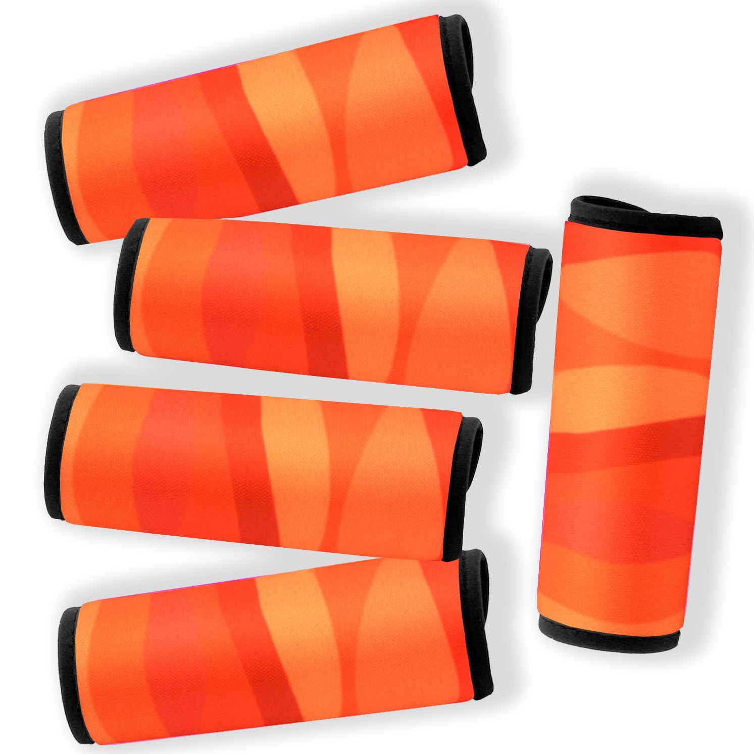 5 Pack Neoprene Luggage Handle Wraps for Suitcase Travel Luggage Tags/Identifiers/Marker/Grips (2.0 Version) (Orange)