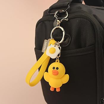 イエローキャラクターキーホルダー2個セット Amazon.co.jp: MEIPEL カワイイイエローサリーキーチェーン、3D