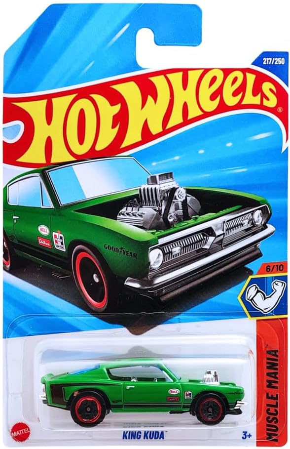 Hot Wheels - King Kuda - Muscle Mania 6/10 - JBB33 - Short Card - Chrysler - Good Year - Hella - Green - Mattel 2025-1:64