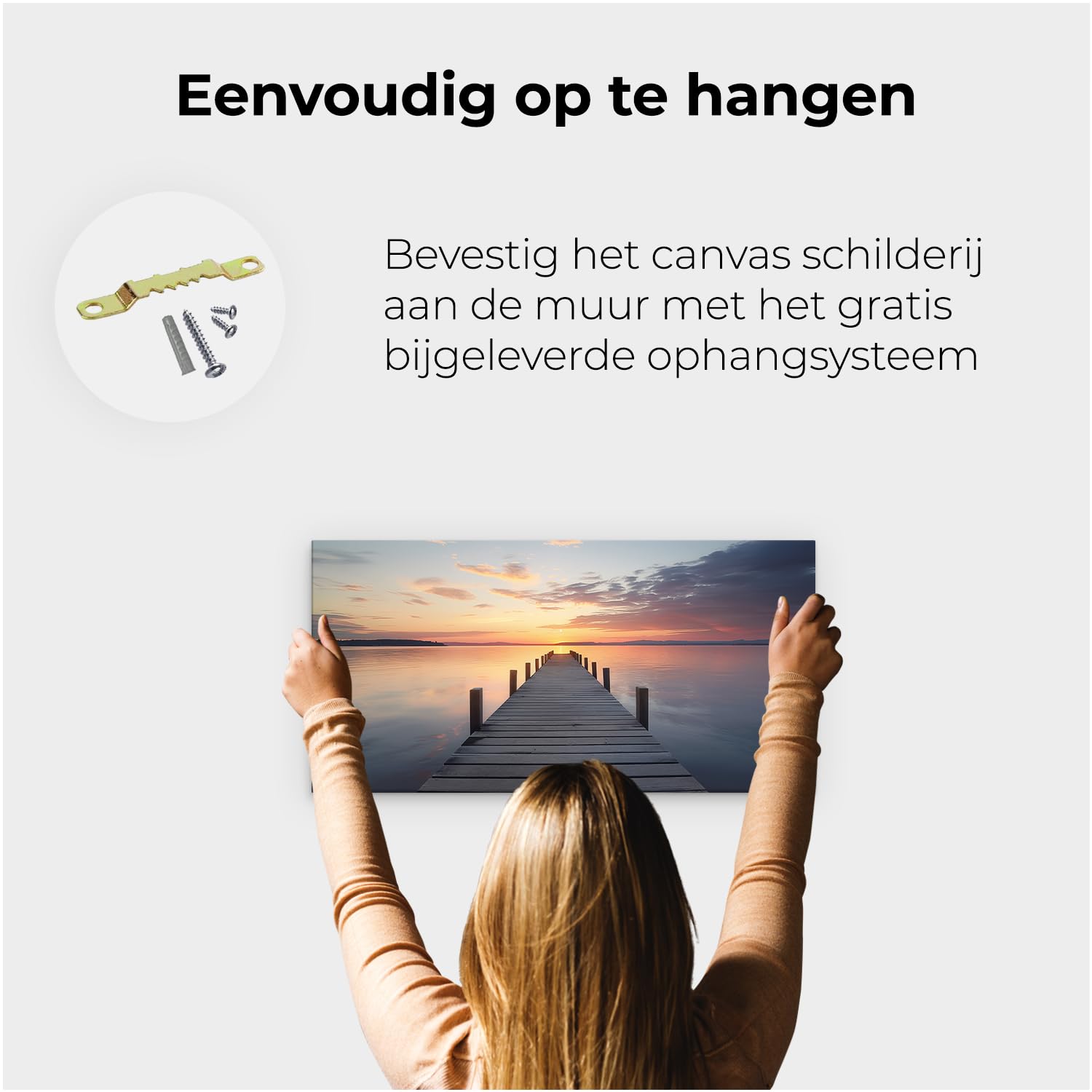 Artaza Leinwand Bilder Sonnenuntergang Meer - 80x40 cm - Wanddeko Steg - Deko Wohnzimmer - Maritime Wandbilder