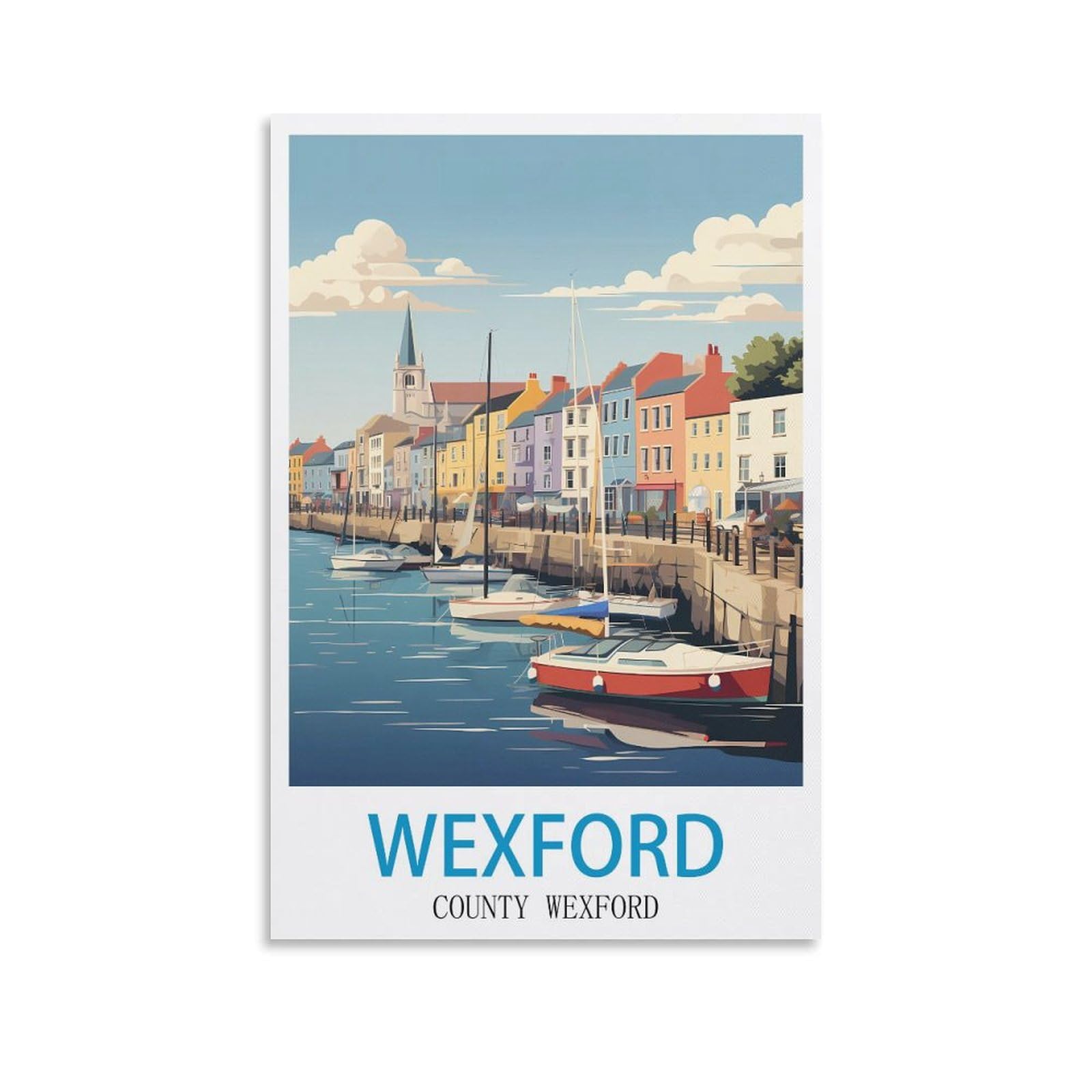LNHZGNJNH Wexford County Wexford Vintage Travel Posters 08x12inch(20x30cm) Canvas Wall Art Wall Print Painting Decor Living Room Bedroom Decor