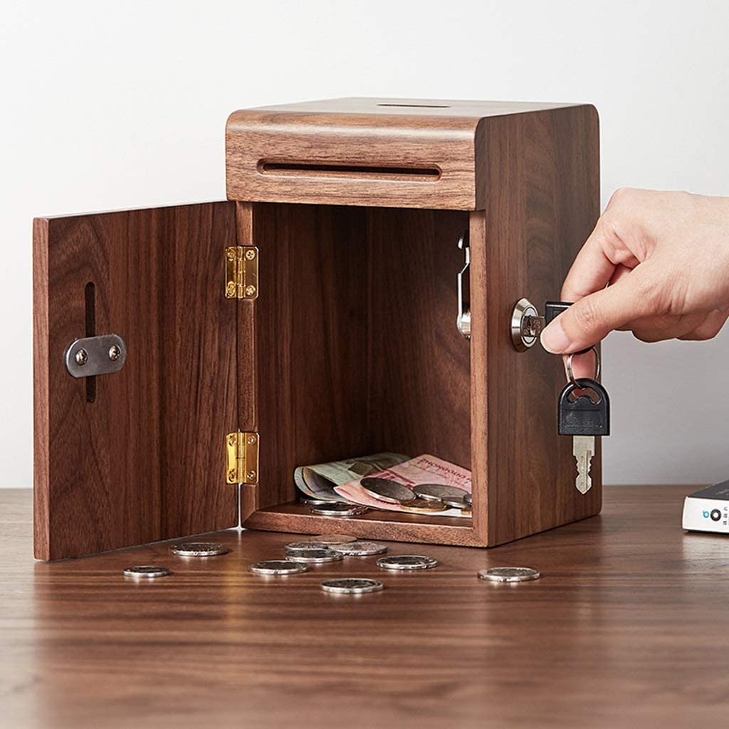 Salvadanaio In Legno Con Serratura A Combinazione | Vintage Con Lucchetto | Regalo Per Bambini E Adulti