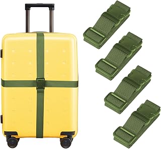 MAGARROW 1.5-Inch Luggage Straps Buckle Packing Strap Adjustable Belts Suitcase Secure Accessory for Travel (Army Green, 1.5'' x 78")