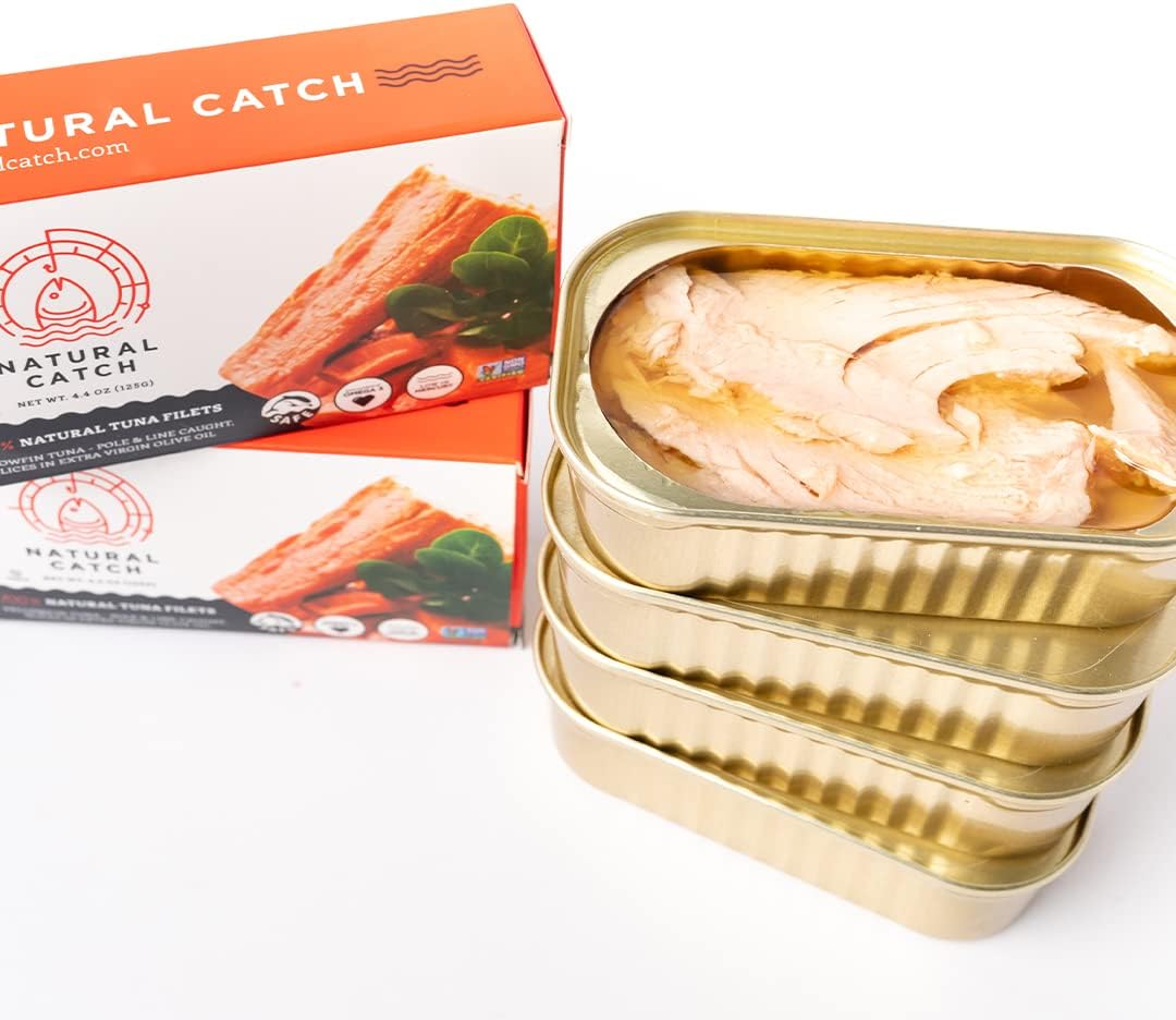 Natural Catch Tuna Filets, Hand Cut, Pole & Line Caught, Gluten-Free, Paleo, Keto Friendly (4.4 oz per can- Pack of 12)