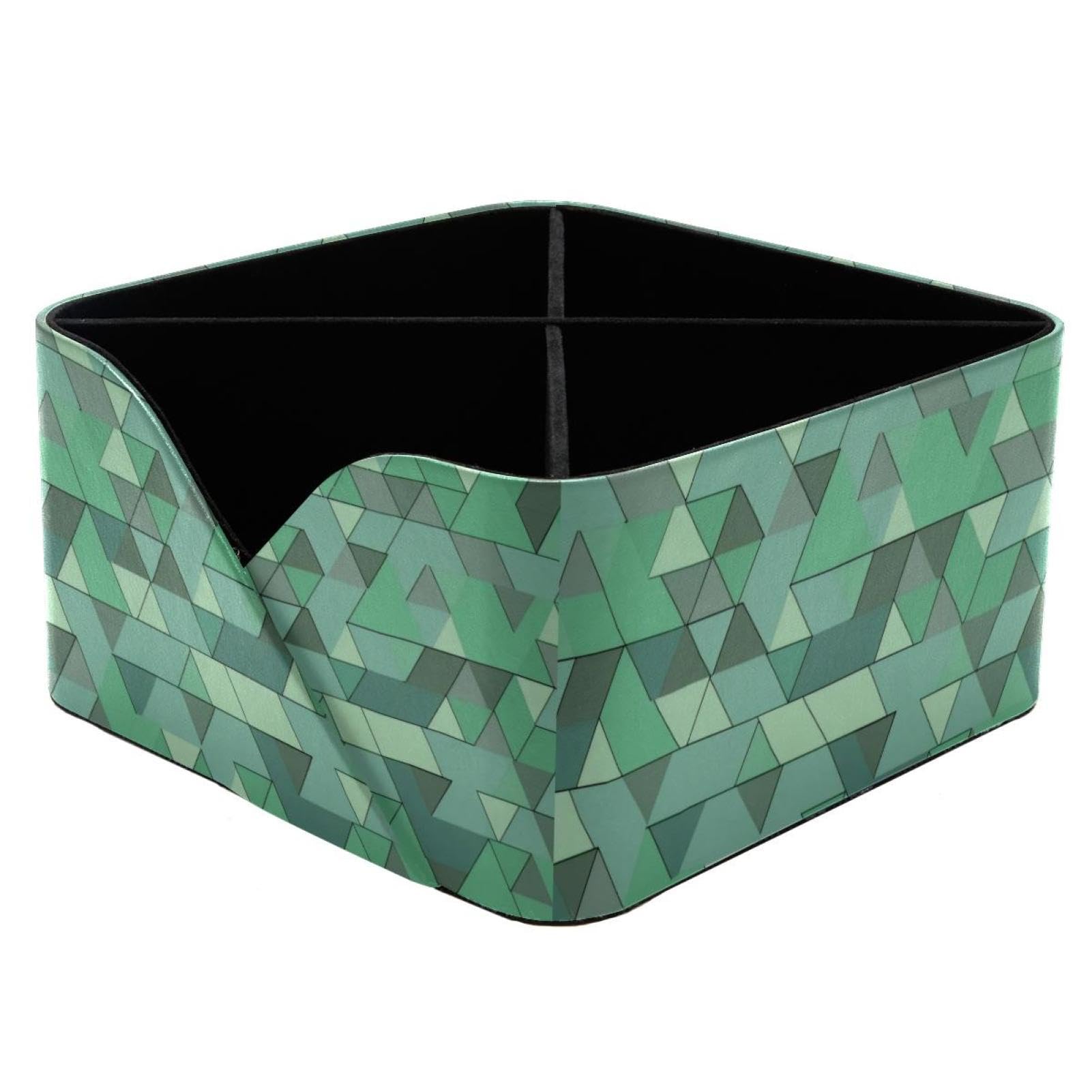 Porte-stylos rectangulaire vert triangle : organiseur de bureau pour papeterie et cosmétiques