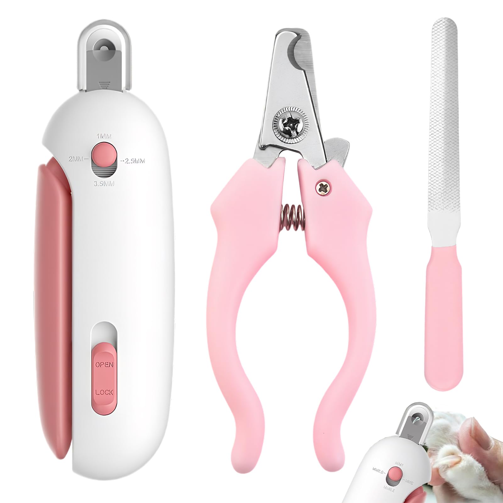 Hocklliy Cat Claw Clippers with Safety Guard and Adjustable Aperture,Anti-Splash Cat Nail Clippers and Cat Nail File for Kittens Dog Small Animals