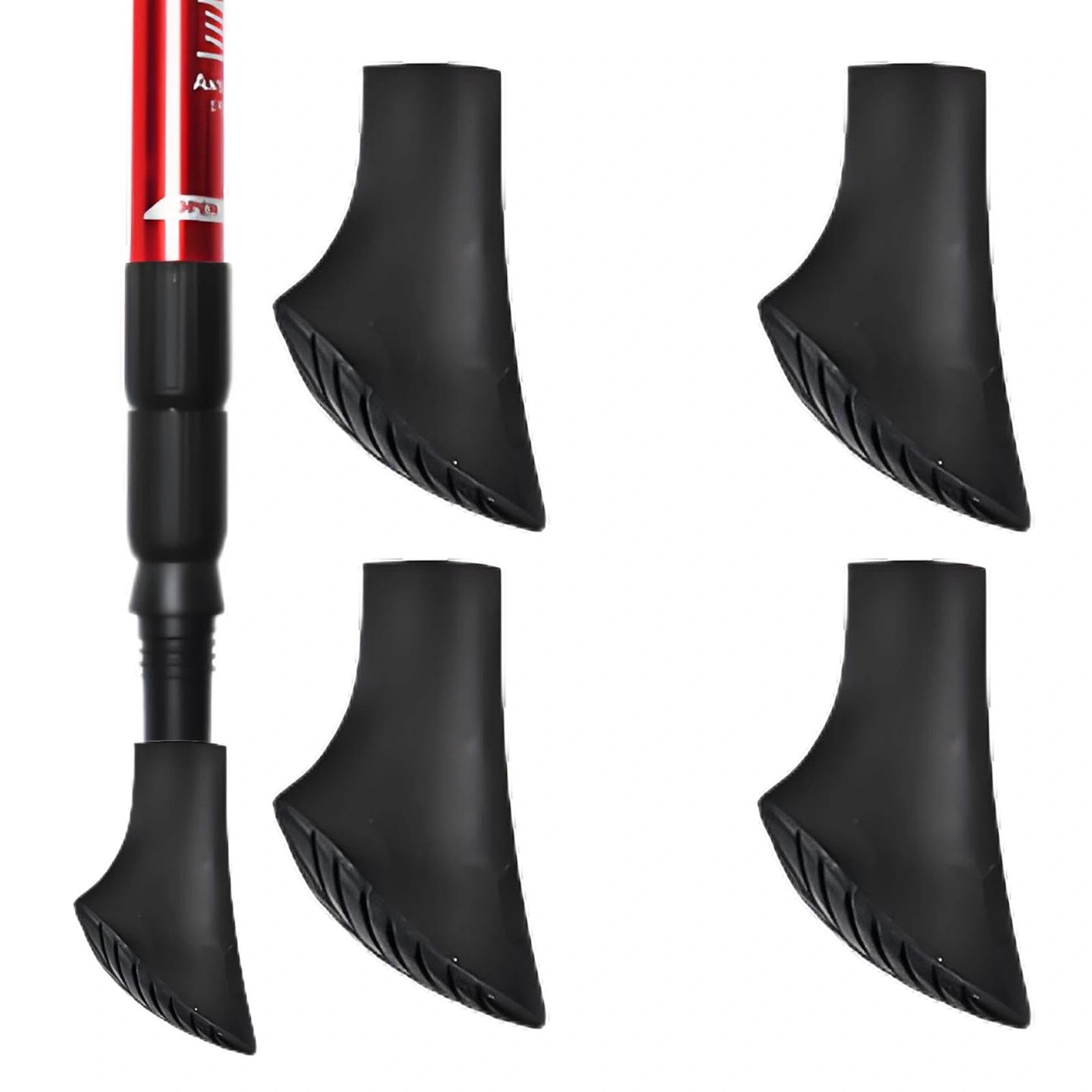 4 Stück Nordic Walking Stöcke Gummipuffer - Nordic Walking Pads Gummipuffer für Walkingstöcke Walking Pads für Asphalt, Kies & Gebirge