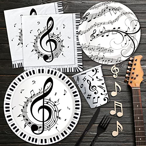 Toutowa Music Theme Party Decorations Tableware - Music Notes Party Supplies, Plate, Cup, Napkin, Tablecloth, Cutlery, Music Social Media Theme Birthday Baby Shower Decorations Dinnerware | Serve 20 #TOP3