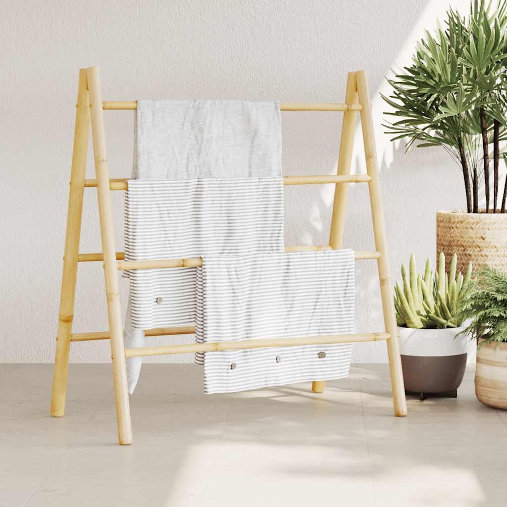 vidaXL Échelle à Serviettes Double avec 4 échelons 90x50x100 cm Bambou, Porte-Serviette, Porte-Serviette en Bambou, échelle à Serviettes pour Salle de Bain