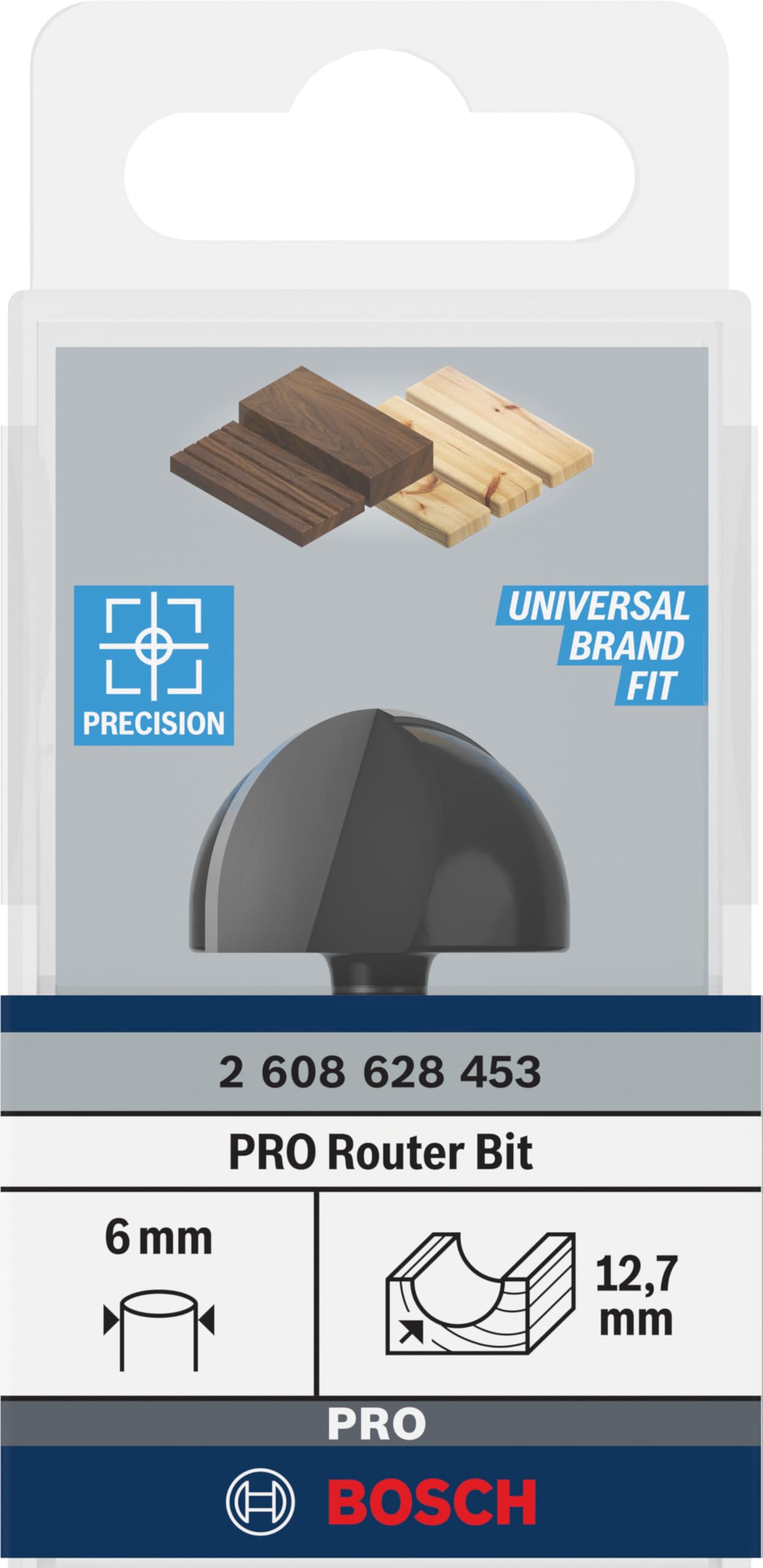 Bosch 1x PRO Hohlkehlfräser (für Weichholz, Hartholz, Ø 25,4 mm, Professional Zubehör Handfräse, Kantenfräse)