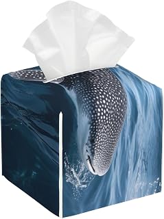 Pu Leather Cube Tissue Box Holders Modern Waterproof Square Tissue Box Cover Whale Shark Facial Paper Holder For Bathroom Kitchen Nightstand Office Home Decor