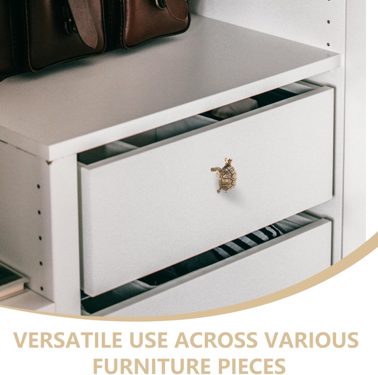 Luxshiny Turtle Cabinet Knobs Brass Decorative Door Handles for Kitchen Cabinets and Drawers Creative Tortoise Drawer Pulls for Wardrobes and Dressers Easy Install Hardware