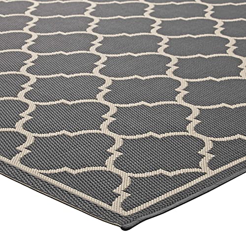 Modway Avena Moroccan Quatrefoil Trellis 4X6 Indoor And Outdoor Area Rug In Gray And Beige #TOP3