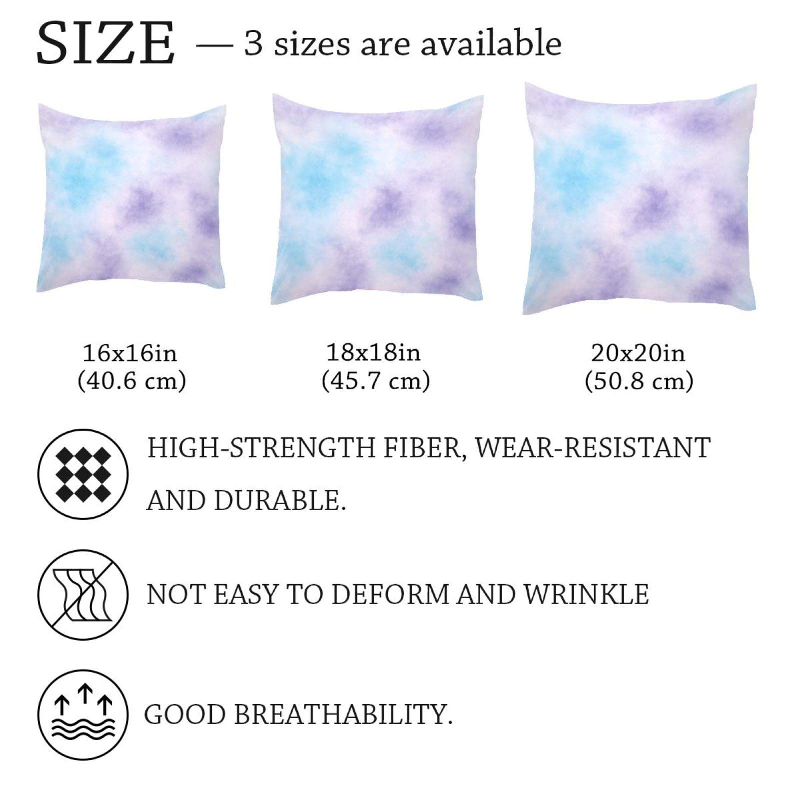 Set di 2 federe colorate con motivo tie dye da 50 x 50 cm, per