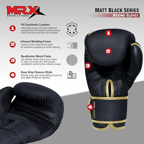 Miniatura 2 de MRX - Guantes de boxeo con envolturas para manos libres para hombres y mujeres, guantes de entrenamiento de boxeo, guantes de boxeo Muay Thai,