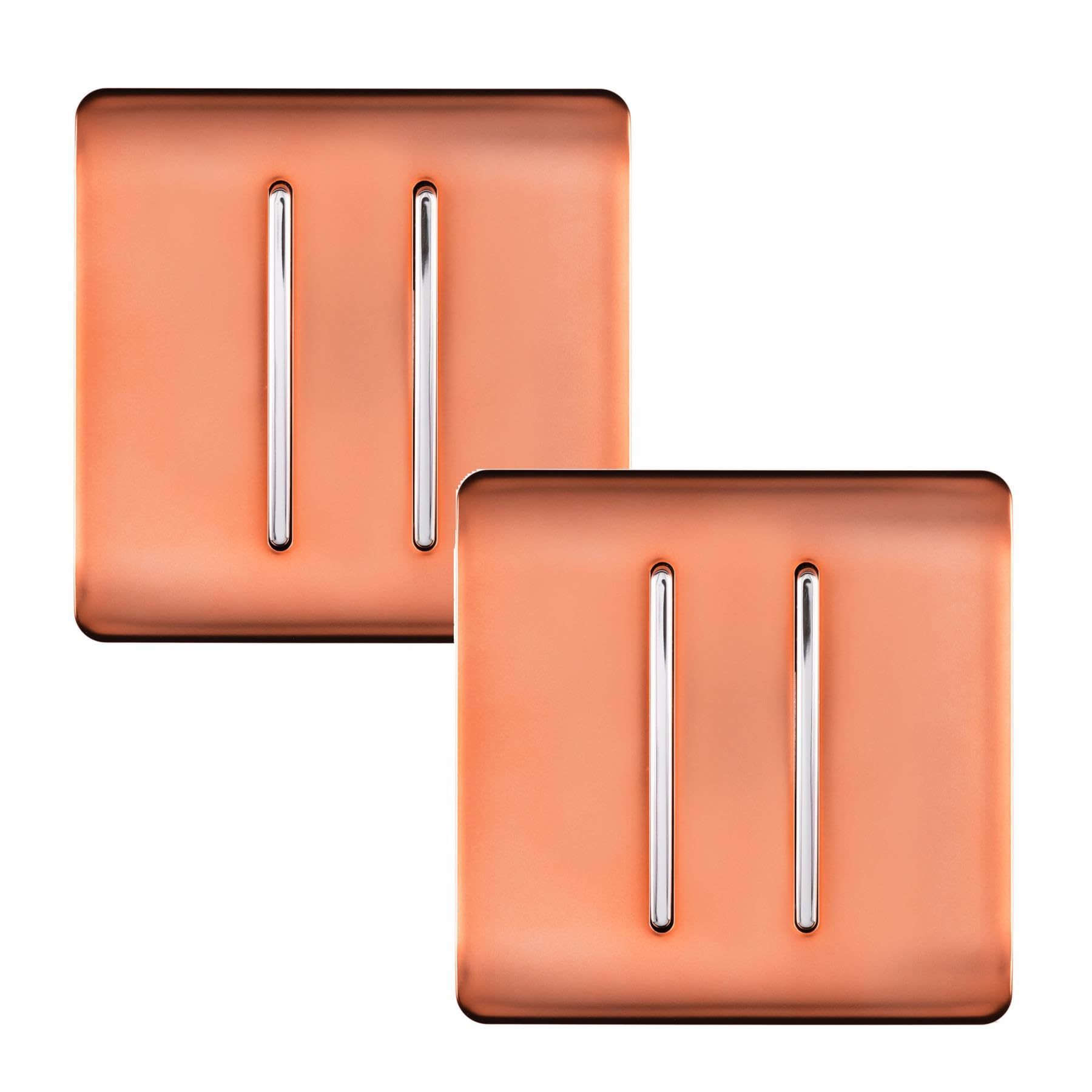 Trendiswitch Trendi 2 Gang 2 Way Artistic Modern Glossy 10 Amp Rocker Tactile Light Switch Copper (Pack Of 2) from B&Q