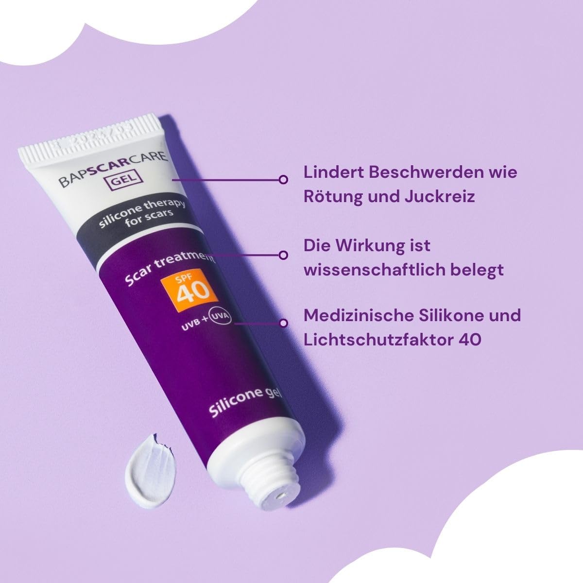 Silikon-Gel mit UV-Schutz | Narbencreme | Reduziert die Sichtbarkeit von Narben und Narbenbeschwerden | Tube 10 g