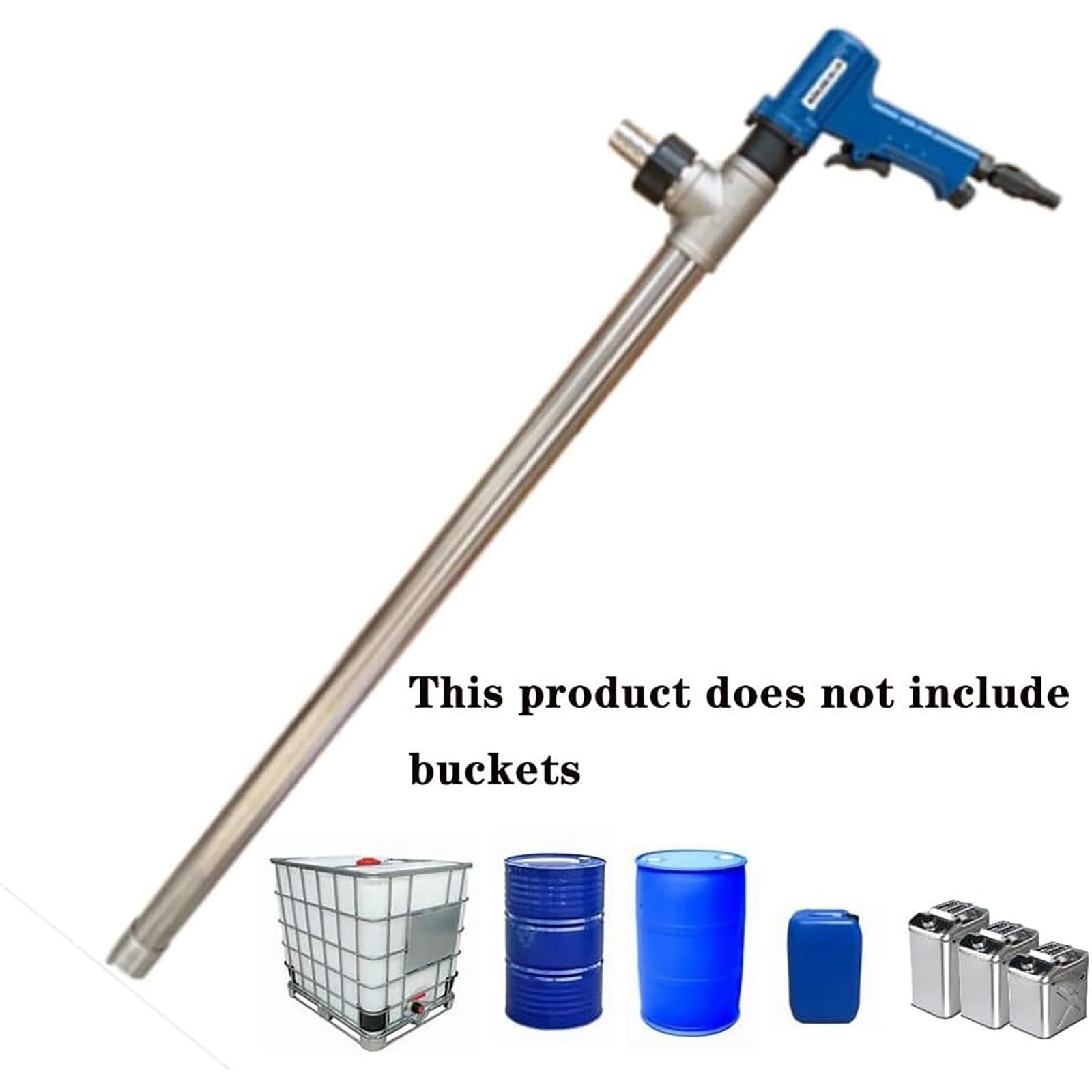 Bomba Neumática para Trasvase De Aceite, Bomba Manual Neumática De Acero Inoxidable para Bidones, Caudal: 60-80 L/min, Longitud del Tubo: 91 Cm/diámetro del Tubo: 42 Mm, para El Transporte