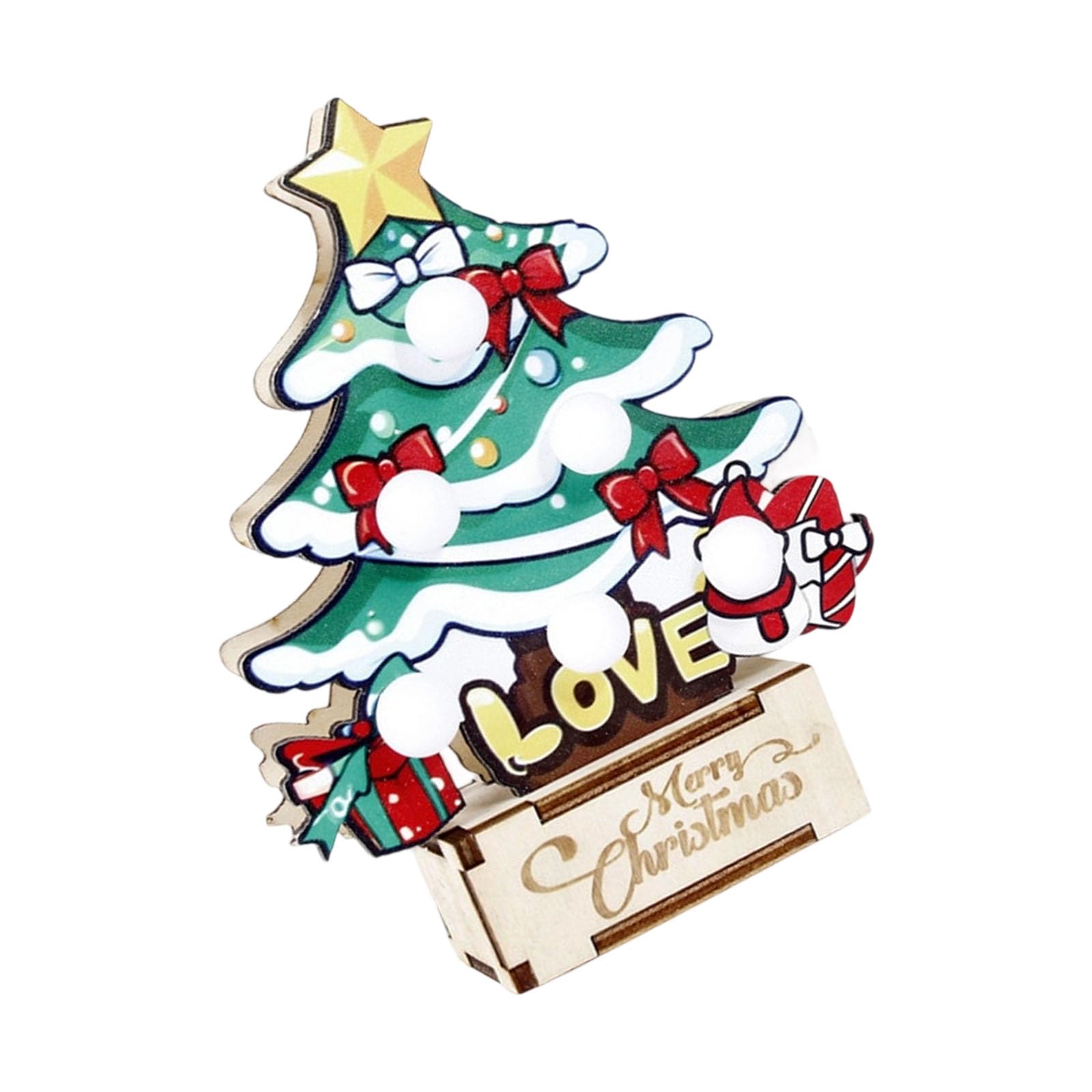 Elnwnnkc Christmas Tree with Soft Glowing LEDs, Safe for Kids Pets & Desk Shelf Decoration User Friendly Wooden Holiday Ornament