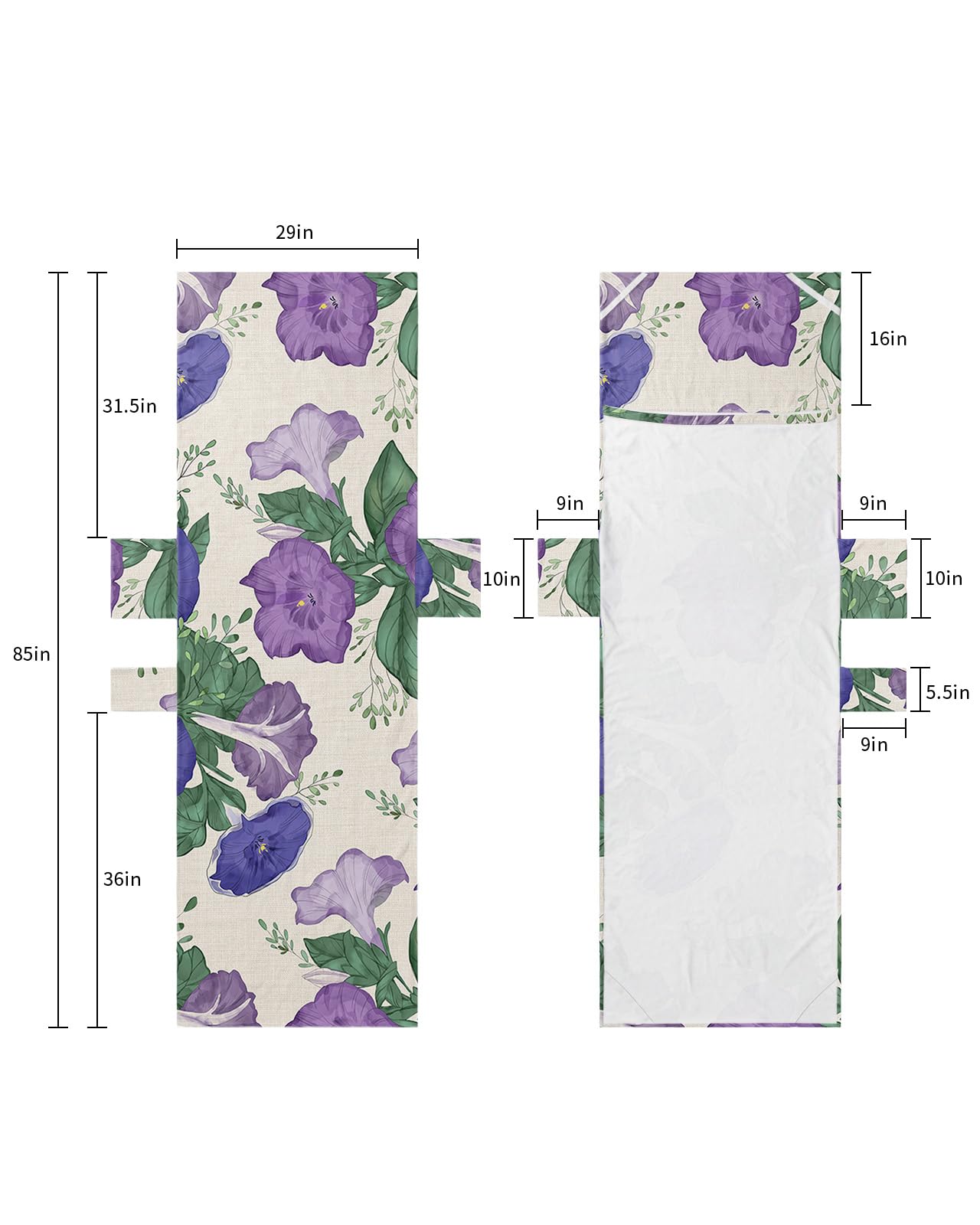 Purple Spring Floral Beach Lounge Chair Towel Cover, Soft Chaise Lounge Towel with Side Pockets Patio Pool Chairs Cover for Beach/Pool Sunbathing 29x85 Green Summer Botanical Watercolor Rustic