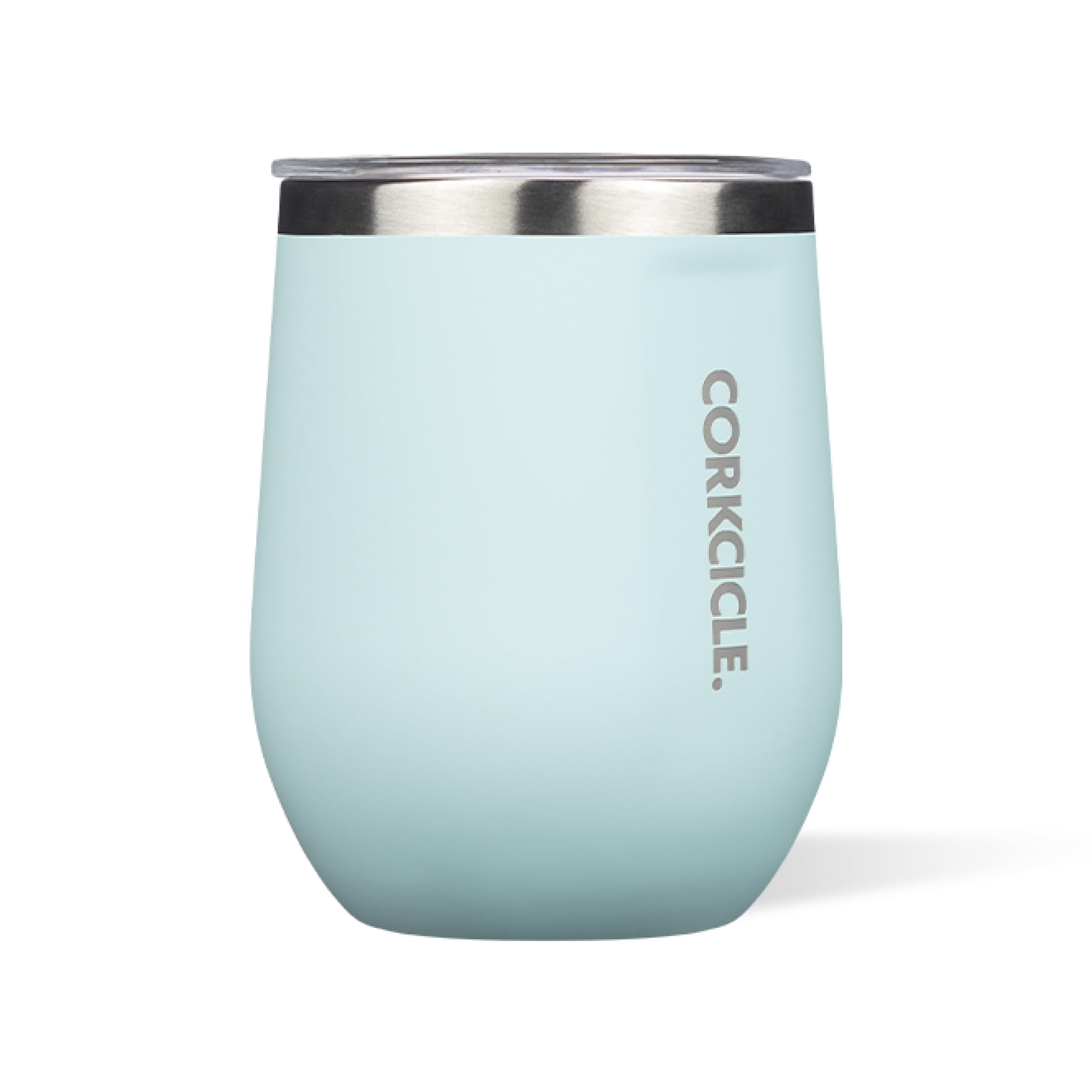 Stemless Wine Tumbler - Keeps Drinks Cold for 6 Hours - Triple-Insulated Stainless Steel - Non-Slip Base - Summer Drinkware Gift - Keeps Drinks Ice Cold - 12 oz - Gloss Powder Blue