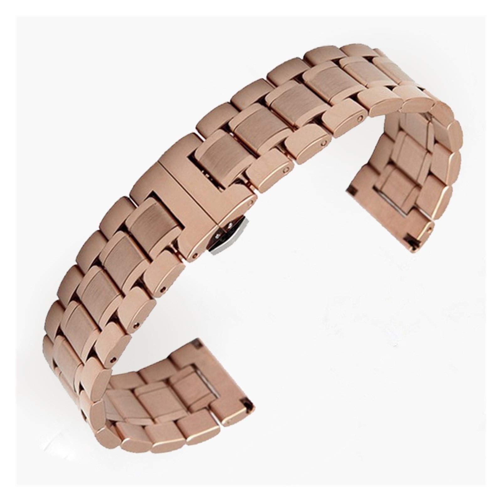 Bracelet montre acier inoxydable rose gold 24mm maillons métalliques pour montre homme femme