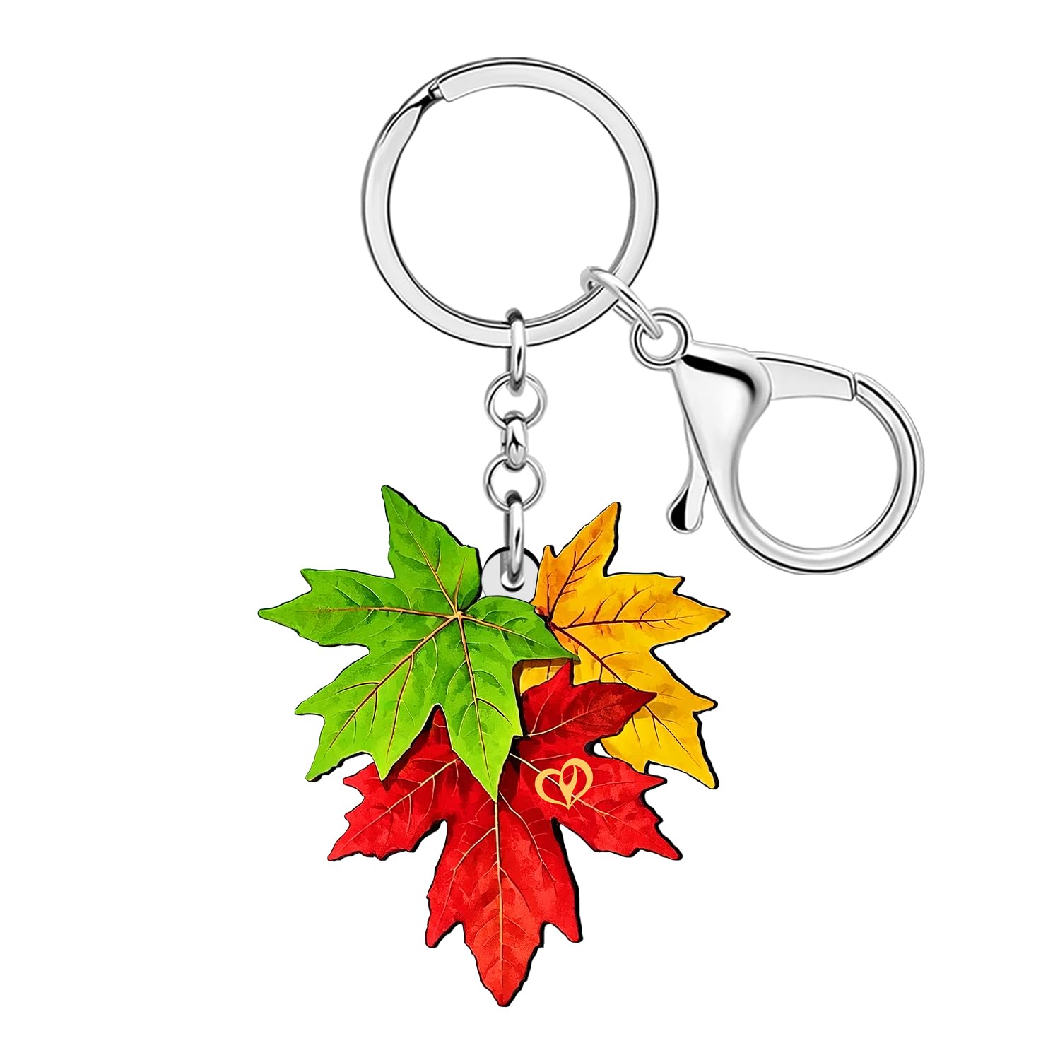 BAMAY Maple Leaf Keychain Acrylic Fall Accessories Key Chain Charms Autumn Stuff Fall Gifts for Plant Lovers Women Girls Kids