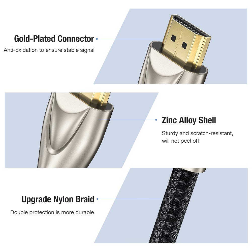 Prоduсt Dеаl 4K HDMI Cable 15 ft, High Speed HDMI 2.0 Cable 18Gbps, Support 3D, 1080P, 2160P, Audio Return(ARC), Ethernet, 4K HDR -Braided HDMI Cord Compatible for Video, PC, Projecto, UHD TV, Blu-ray