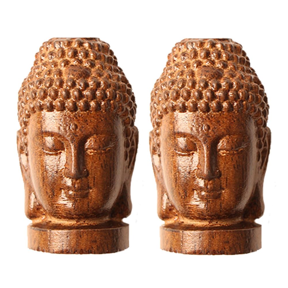 Opexicos 2Pcs Statue Artsand Craft Gifts Blessing Decoration Evil Religiou Wood Carving The Original Statue The Buddha Guanyin Statue Lucky Decoration Wooden Carving Crafts Head Buddha Statue