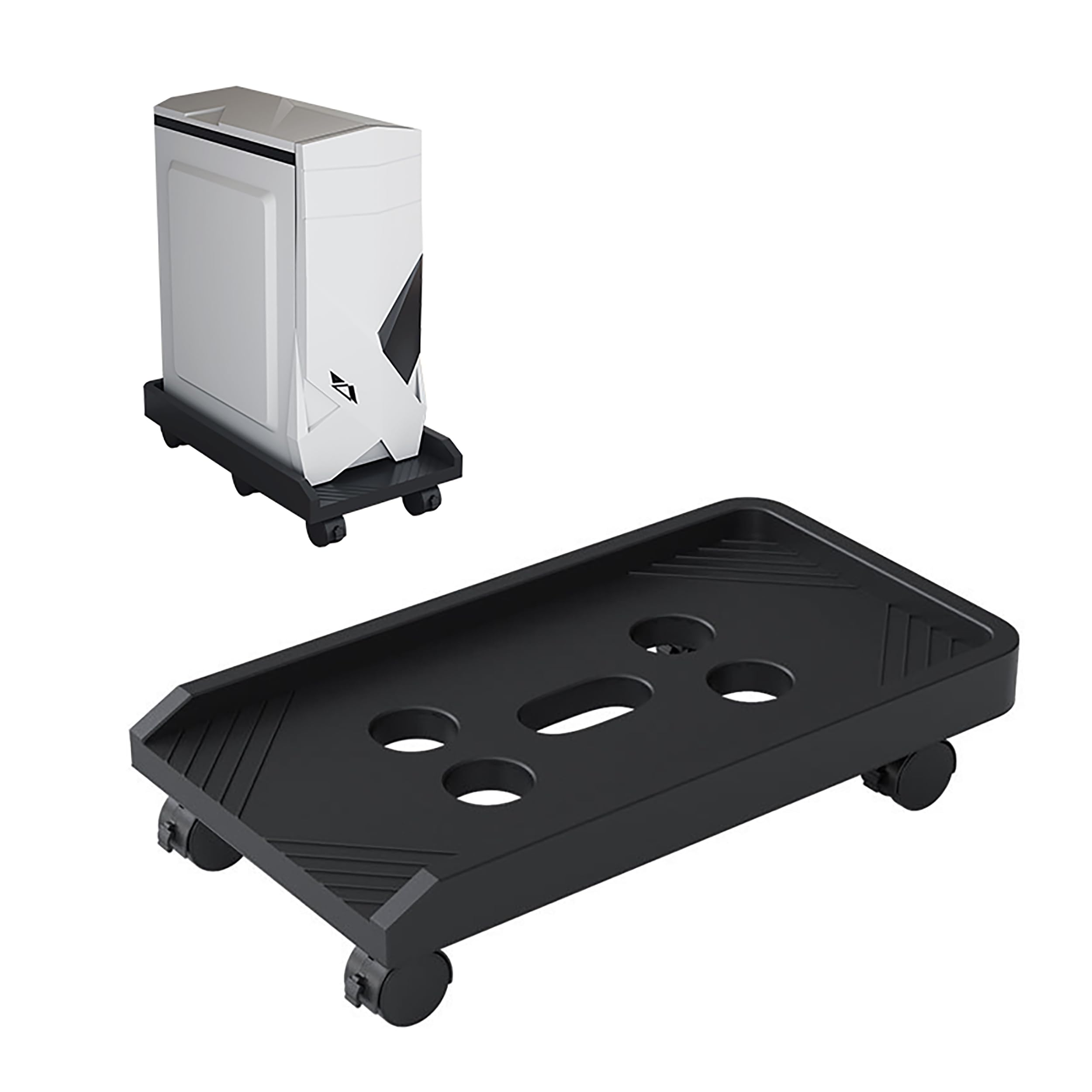 MJRlrifa Computer Tower Stand Adjustable PC Tower Stand, 360° Removable CPU Holder with Rolling Casters, Premium Gaming PC Case Stand