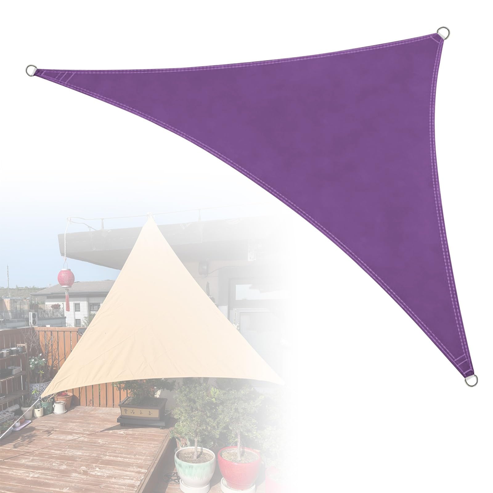 Pare soleil triangulaire violet étanche 3x4x5m pour savourer la douceur du jardin en été