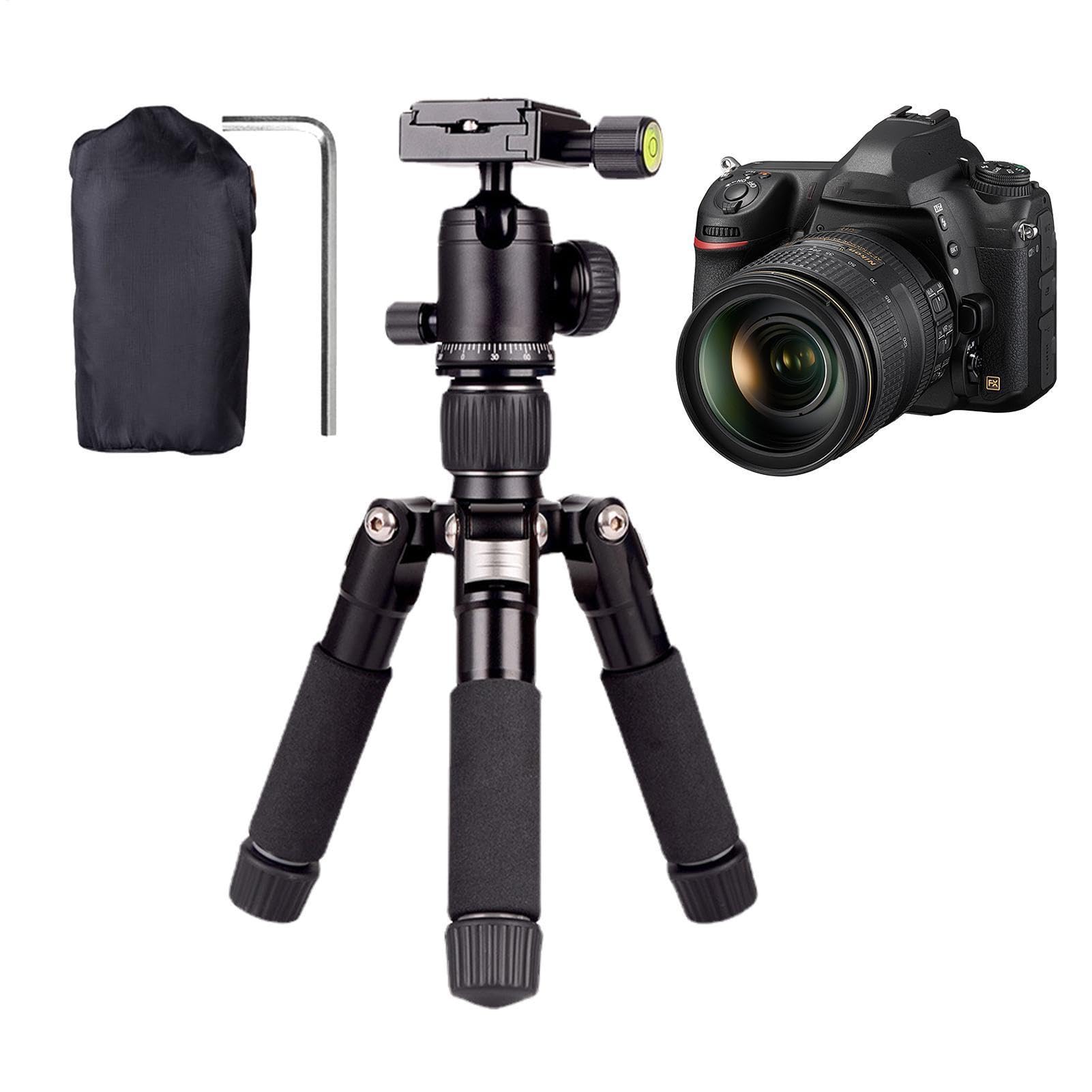 Treppiede da tavolo, in lega di alluminio-magnesio, treppiede per | fotocamera SLR, supporto per telefono live streaming, con borsa e chiave per selfie, fotocamera, live streaming