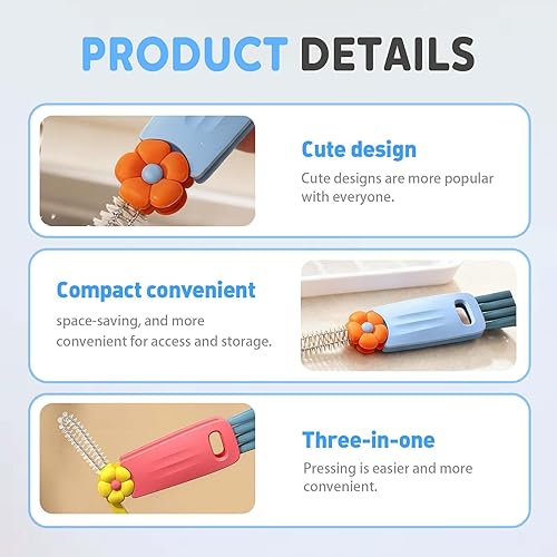 Miniatura 2 de Cepillo de limpieza de tapa de taza 3 en 1, nuevo cepillo de limpieza de botellas de agua, cepillo limpiador de tapa de taza portátil para el hogar,