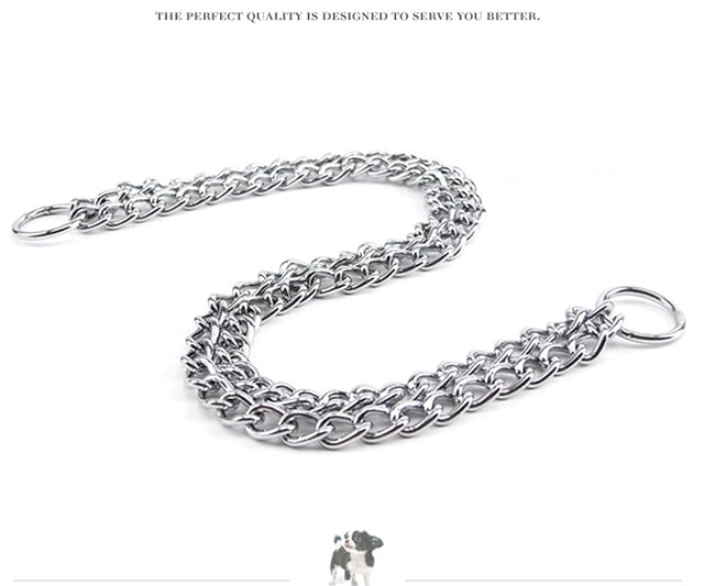 Foto 2 de 6 de JWPC Collar de Doble eslabón de Metal para Perros medianos y Grandes, para Paseo y adiestramiento (2.5mm*55cm)