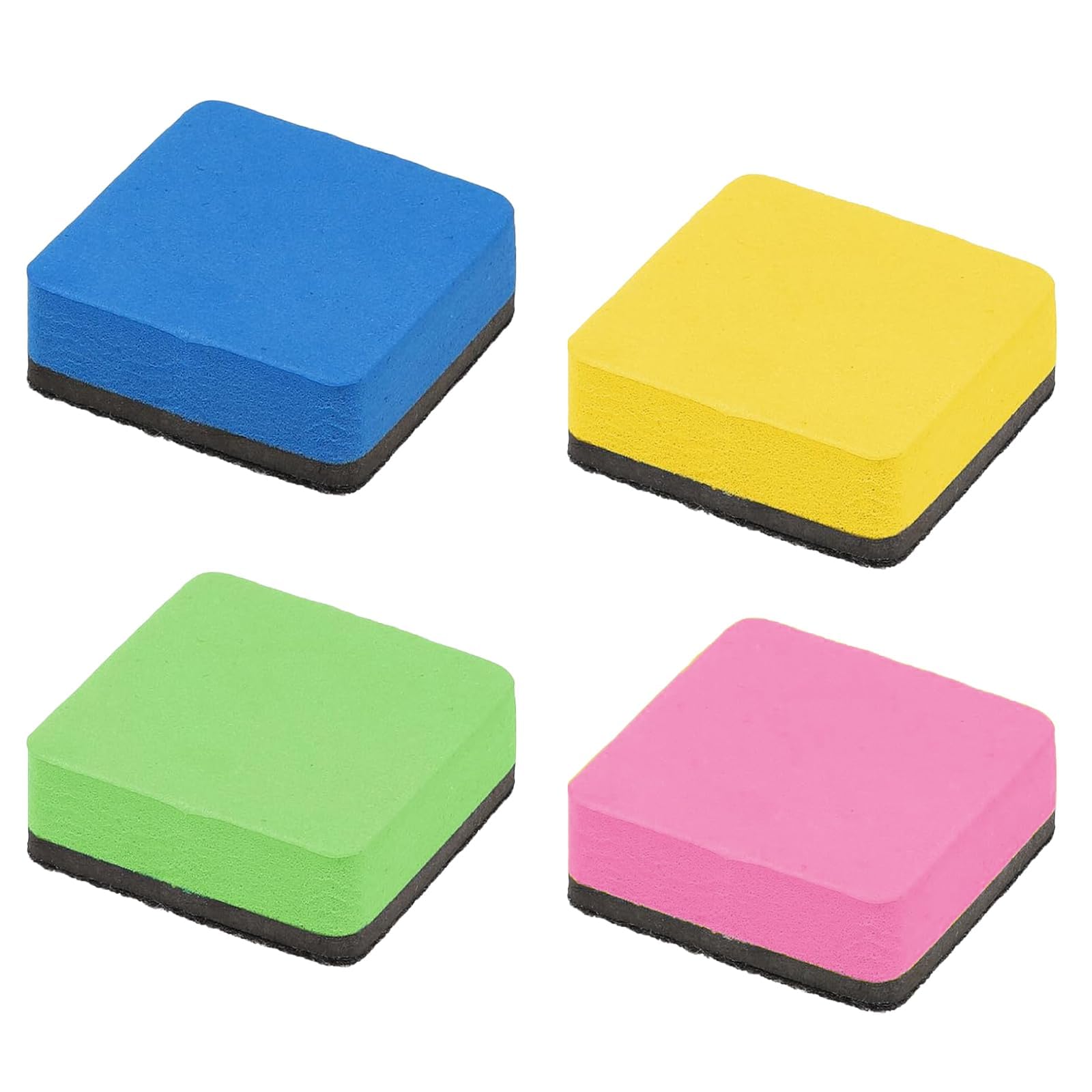 YREYBN 4 Pcs Mini Whiteboard Eraser, White Board Sponge, Chalkboard Small Wipers Colorful Marker Erase Supplies for Classroom Office Glass Home Teacher
