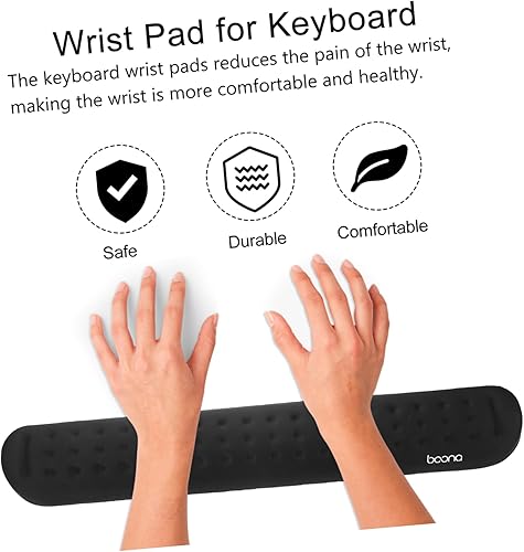 Miniatura 5 de MAGICLULU Juego de 3 juegos de teclado de muñeca para reposo de manos, accesorios para escritorio de gel, alfombrilla de mouse ergonómica,