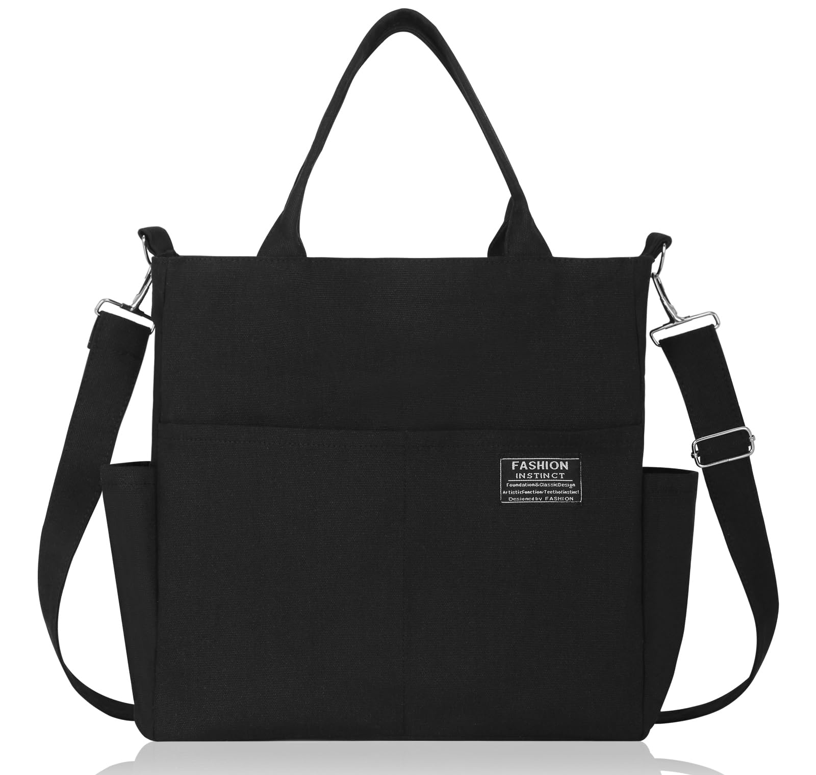 Afashor Women's Canvas Tote Bag Fashion Crossbody Handbag Large Capacity Travel Satchel Black