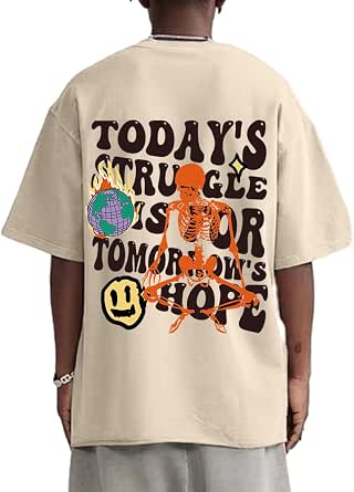 Weiyuqi Oversized Graphic T-Shirt for Men and Women - Vintage Letter Print Casual Streetwear