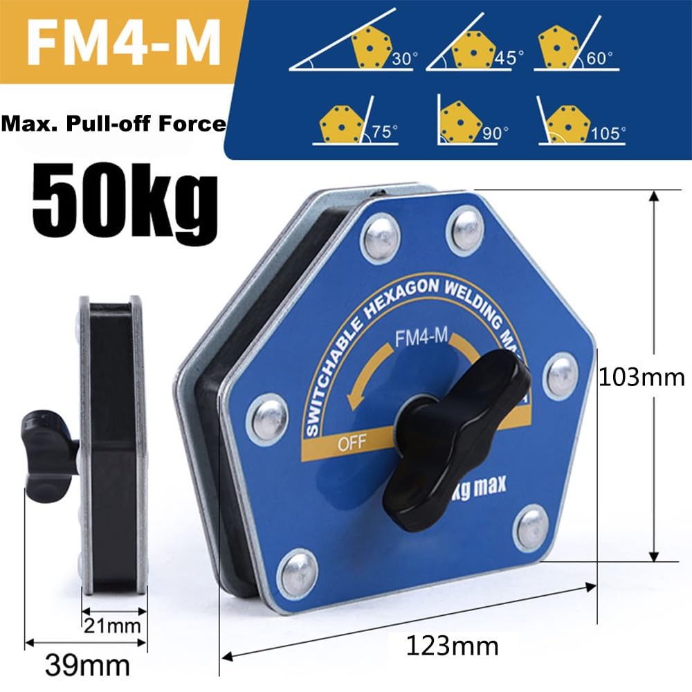Generic 110LBS Welding Magnets, On/Off Switchable Welding Magnet Holder, Heavy Duty Magnetic Welding Clamps, Multi Angle 30° 45° 60° 75° 90° 105° 120° 135° 150° (FM4-M)