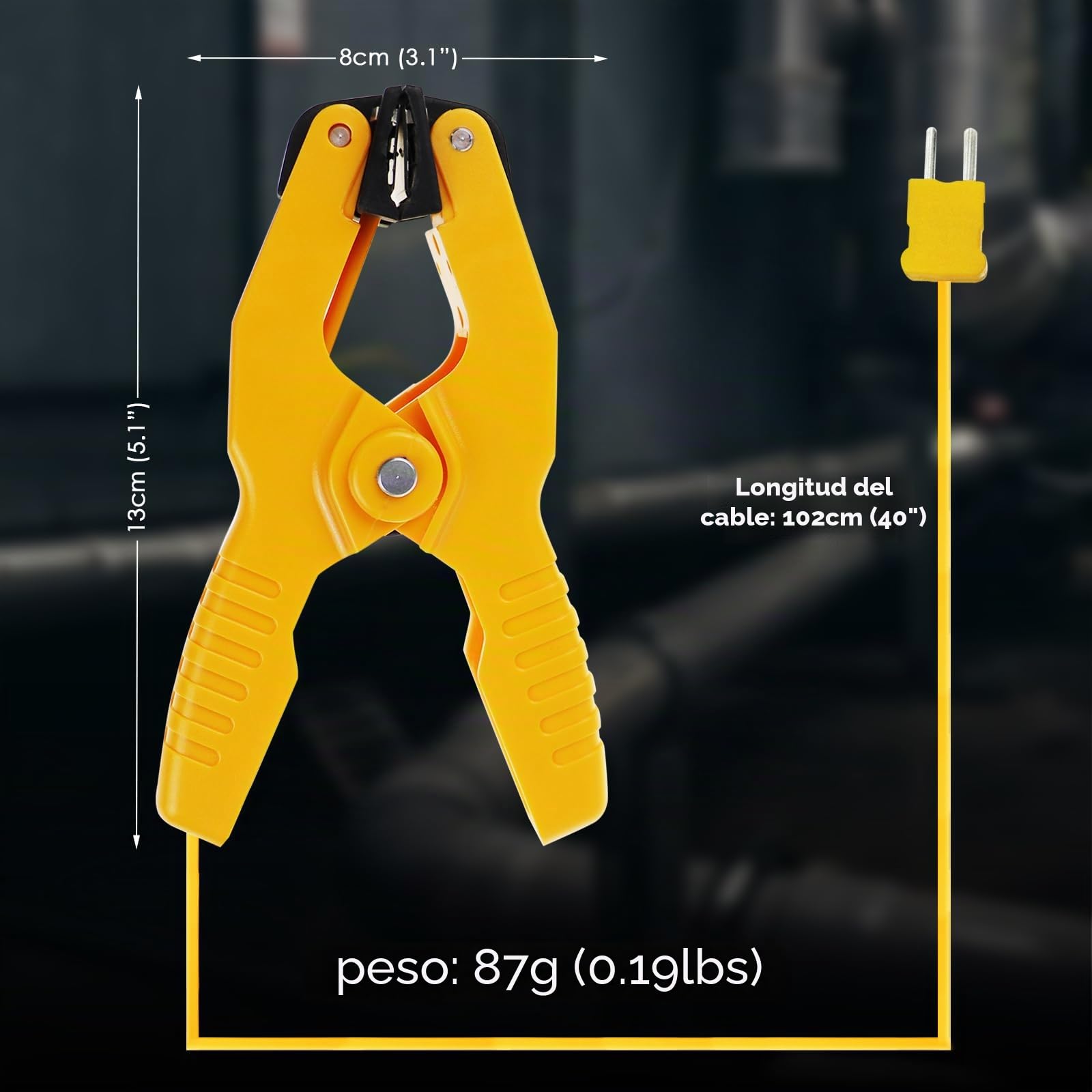 Abrazadera de temperatura HVAC K-Type Termómetro de plomo Sonda de tubo Abrazadera multímetro Sensor de campo Pinza de fontanería