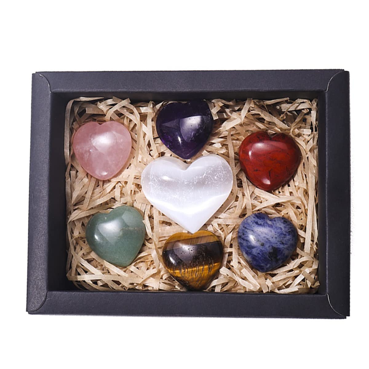 Piedra de Cristal 7 unids/Set Cristal Natural Siete Chakra corazón Conjunto Cuarzo Piedras Preciosas artesanías Regalos