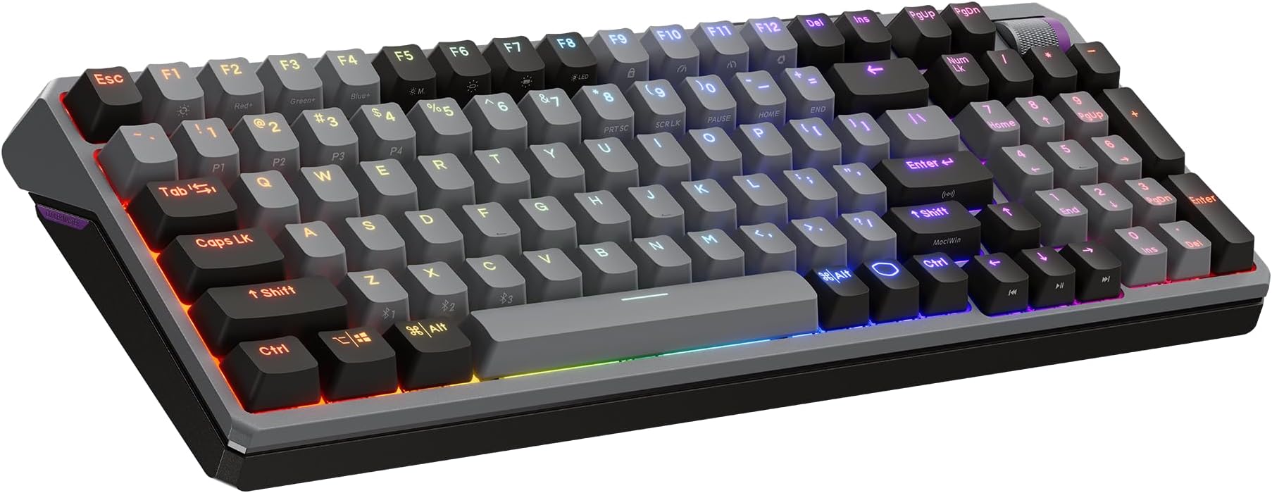 Cooler Master MK770 RGB Wireless Mechanical Gaming Keyboard, Kailh Box V2 Soft Click White Switches, Board Structure, Hot Swappable, Bluetooth|2.4GHz, Touch Dial