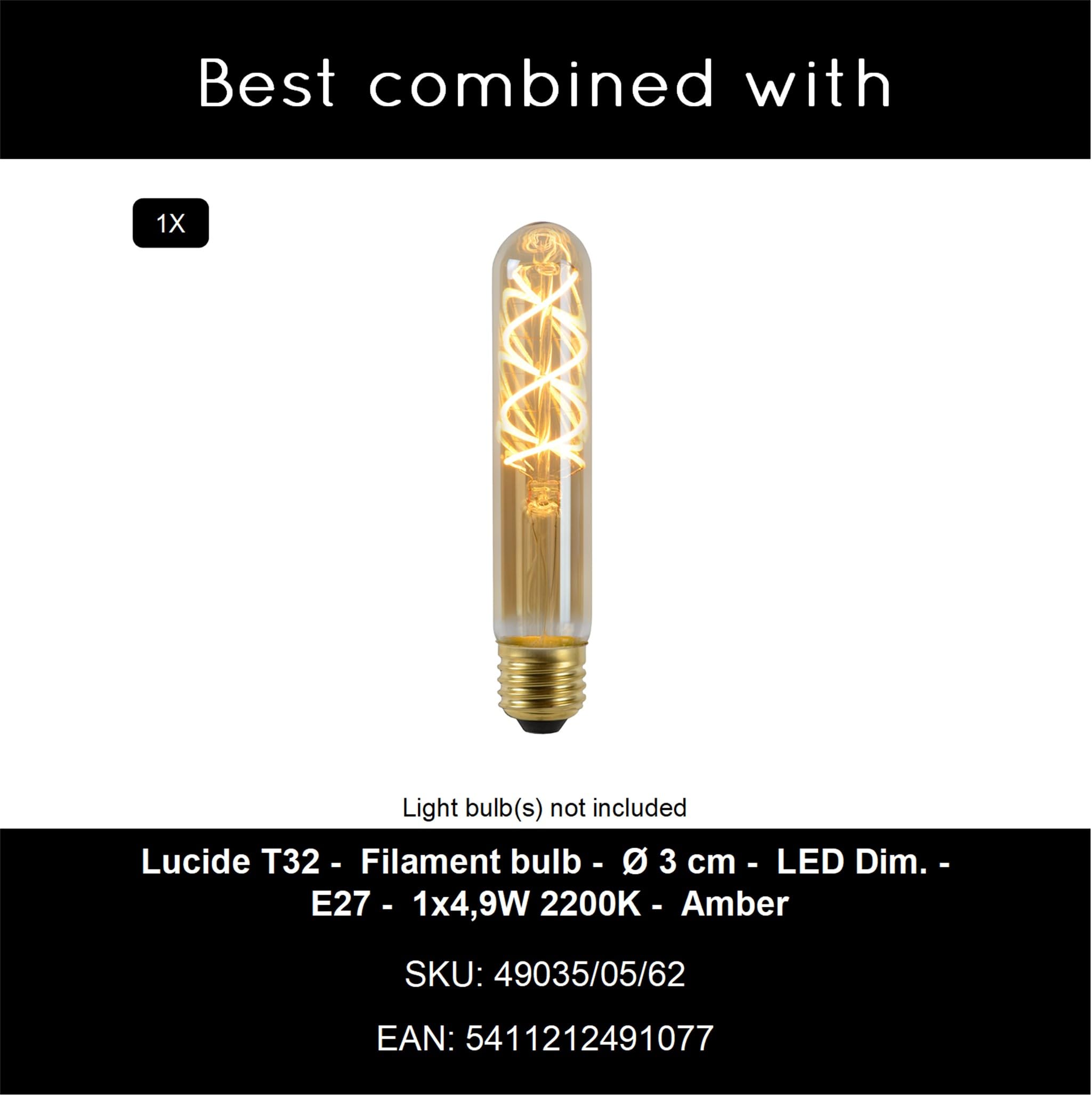 LUCIDE JOANET - Suspension - Ø 16 cm - 1xE27 - Fumé