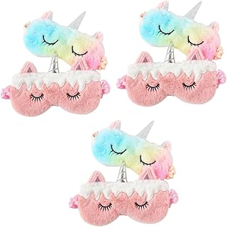 فوميز. 6 قطع من غطاء العين الكرتوني يونيكورن قناع العين قناع النوم قناع العين غطاء العين قناع النوم المخملية يونيكورن العين لرحلة النوم قناع العين مزيج متدرج السفر